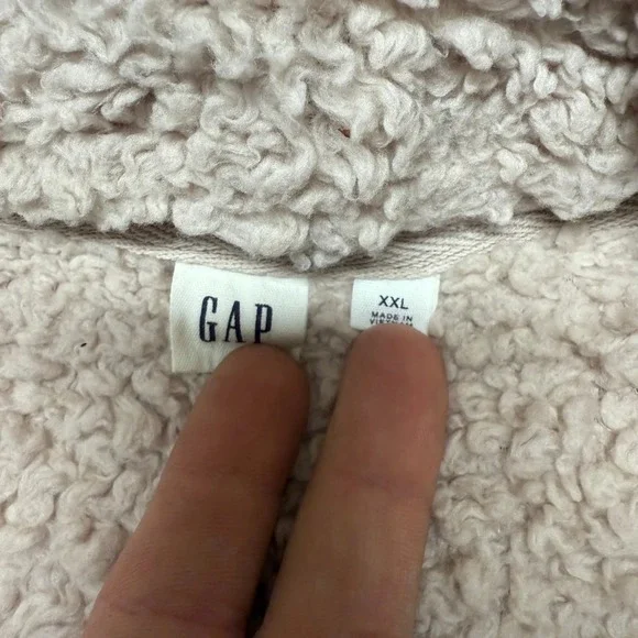 Gap Womens Sherpa Fleece Pullover Sweatshirt Size XXL Beige Quarter Zip - Picture 3 of 6
